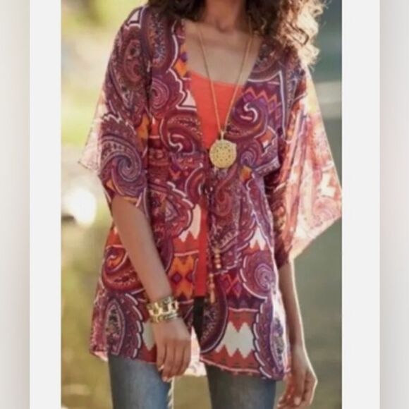 CAbi 841 Epic Tunic Kimono Top Multicolor Size S - Picture 1 of 11